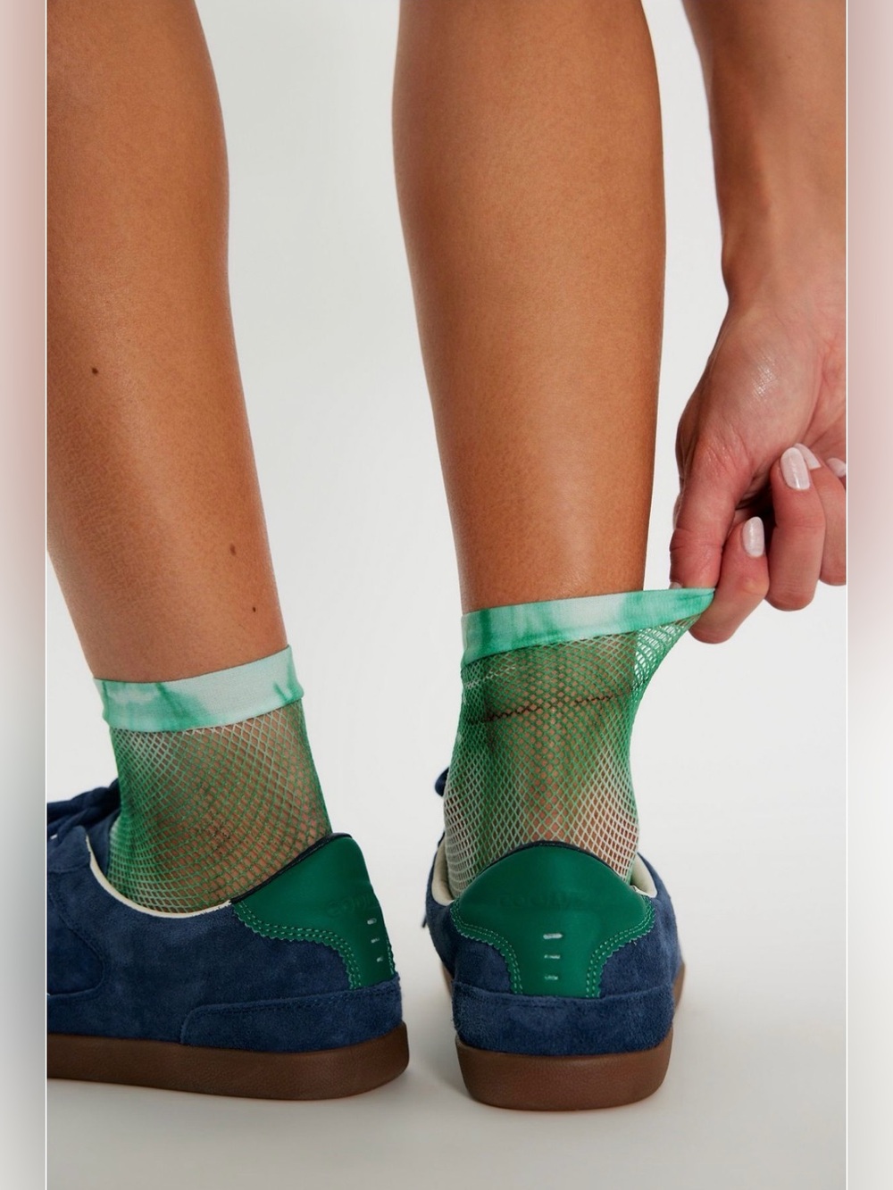 NWT Free People & Maria La Rosa Green Tie Dye Mesh Lace Socks  (One Size)